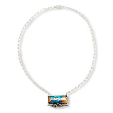 Chaco Canyon 20-3/4" Sterling Silver Engraved Flower Bar Necklace
