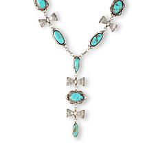 Chaco Canyon Blue Kingman Turquoise Lariat Necklace 