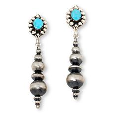 Chaco Canyon Campitos Turquoise and "Navajo Pearl" Dangle Earrings