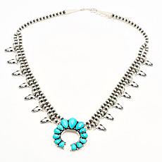 Chaco Canyon Campitos Turquoise Cow Skull Squash Blossom Necklace