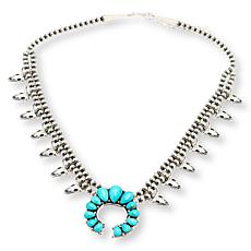 Chaco Canyon Campitos Turquoise Cow Skull Squash Blossom Necklace