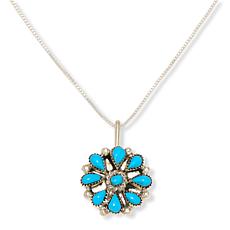 Chaco Canyon Campitos Turquoise Flower Pendant with Chain