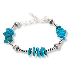 Chaco Canyon Freeform Turquoise and "Navajo Pearl" Beaded Bracelet