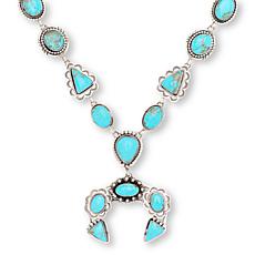 Chaco Canyon Kingman Turquoise Circle & Triangle Lariat Necklace