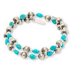 Chaco Canyon Sleeping Beauty Turquoise Bead 10-1/2" Coil Bracelet