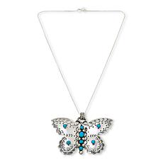 Chaco Canyon Sleeping Beauty Turquoise Butterfly Pendant with Chain