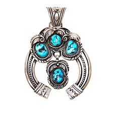 Chaco Canyon Sleeping Beauty Turquoise Squash Blossom Pendant