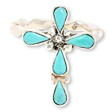 Chaco Canyon Sterling Silver Campitos Turquoise Cross Ring