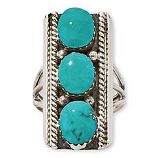 Chaco Canyon Sterling Silver Campitos Turquoise Rectangular Ring