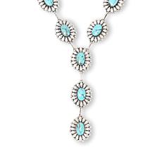 Chaco Canyon Sterling Silver Kingman Turquoise Flower Y-Necklace
