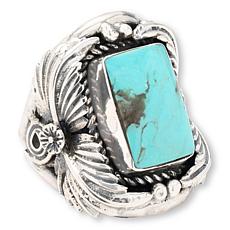 Chaco Canyon Sterling Silver Kingman Turquoise Leaf Ring