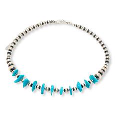Chaco Canyon Sterling Silver "Navajo Pearl" Kingman Turquoise Necklace