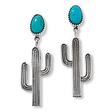 Chaco Canyon Sterling Silver Sleeping Beauty Turquoise Cactus Earrings