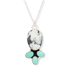 Chaco Canyon White Buffalo Howlite and Turquoise Pendant with Chain