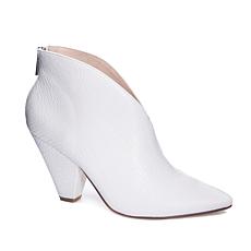 white heeled bootie