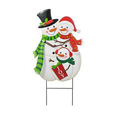 Christmas Metal Snowman Family Yard Stake or Standing Decor