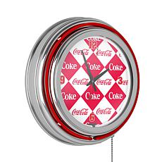 Coca-Cola Checkered Neon Clock - Two Neon Rings