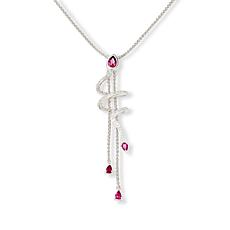 Colleen Lopez 18" Rubelite and White Zircon Lariat Necklace