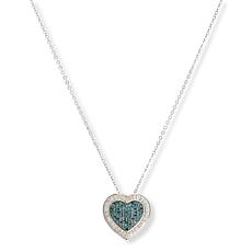 Colleen Lopez Blue and White Diamond Heart Necklace