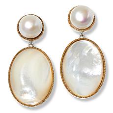 Colleen Lopez Cultured Pearl and Mother-of-Pearl Oval Drop Earrings