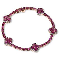 Colleen Lopez Garnet & Zircon Clover Design Line Bracelet