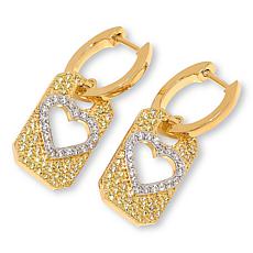 Colleen Lopez Gemstone and White Zircon Heart Tag Drop Earrings