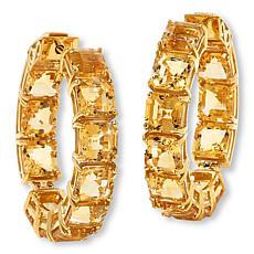 Colleen Lopez Gemstone Octagonal Inside-Outside Hugger Hoop Earrings