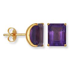 Colleen Lopez Gold-Plated Emerald-Cut Gemstone Stud Earrings