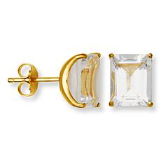 Colleen Lopez Gold-Plated Emerald-Cut Gemstone Stud Earrings