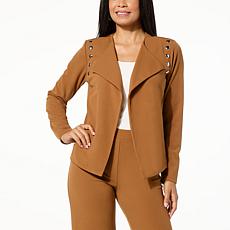 Colleen Lopez Open Front Crepe Jacket with Stud Detail