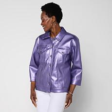 Colleen Lopez Pearlized Faux Leather Jacket