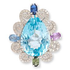 Colleen Lopez Sky Blue Topaz, Sapphire and Diamond Ring