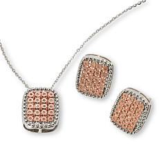 Colleen Lopez Sterling Silver 1/5ctw Diamond Pavé Cushion Jewelry Set