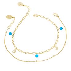 Connie Craig Carroll Jewelry Macy Gem Charm Ankle Bracelet 2pc Set