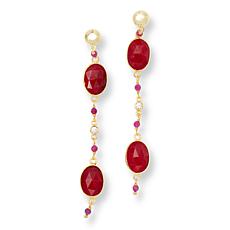 Connie Craig Carroll Jewelry Red Corundum & Topaz Dangle Earrings