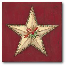 Courtside Market Brown Star With Holly 14" x 14" Wood Art