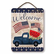 Courtside Market Celebrate 250 Blue Truck 12x16" Artboard with Twine