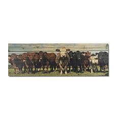 Cow Herd 12x36 Print on Wood