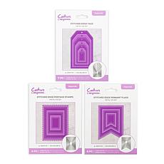 Crafter's Companion Stitched Edge Nesting Die Stamp, Flag and Tag 3pk