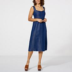 Curations x Debbie Denmon Fit-and-Flare Denim Dress