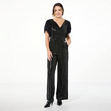 Curations x Nicole Hickl Sequin and Faux Feather Jumpsuit