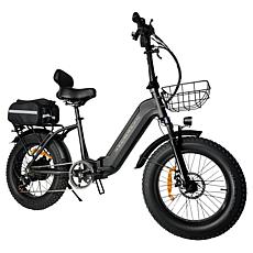 DeLorean 750W Low-Step Folding E-Bike w/Pedal Assist & Accessories
