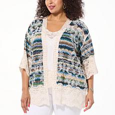 Democracy Embroidered Crochet-Trim Topper