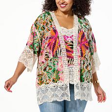 Democracy Embroidered Crochet-Trim Topper