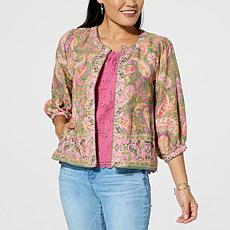 Democracy Reversible Print 3/4 Blouson Sleeve Jacket