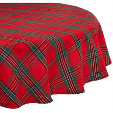 Design Imports Holiday Plaid Tablecloth 70-inch Round