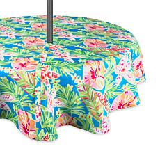 Design Imports Summer Floral Outdoor Tablecloth w/Zipper - 60" x 84"