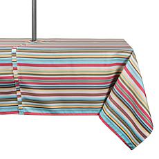 Design Imports Summer Stripe Outdoor Tablecloth w/Zipper - 60" x 84"