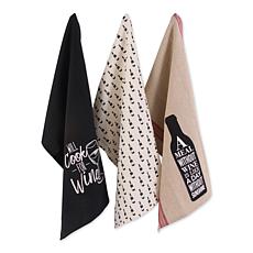 Design Imports Wine and Sunshine Print Kitchen Towel Set of 3