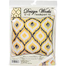 Design Works Needlepoint Kit - Yellow Ikat-Stitched In Yarn